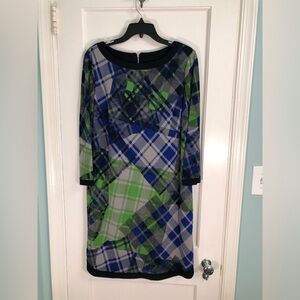 Donna Morgan size 14 black and green dress long sleeved